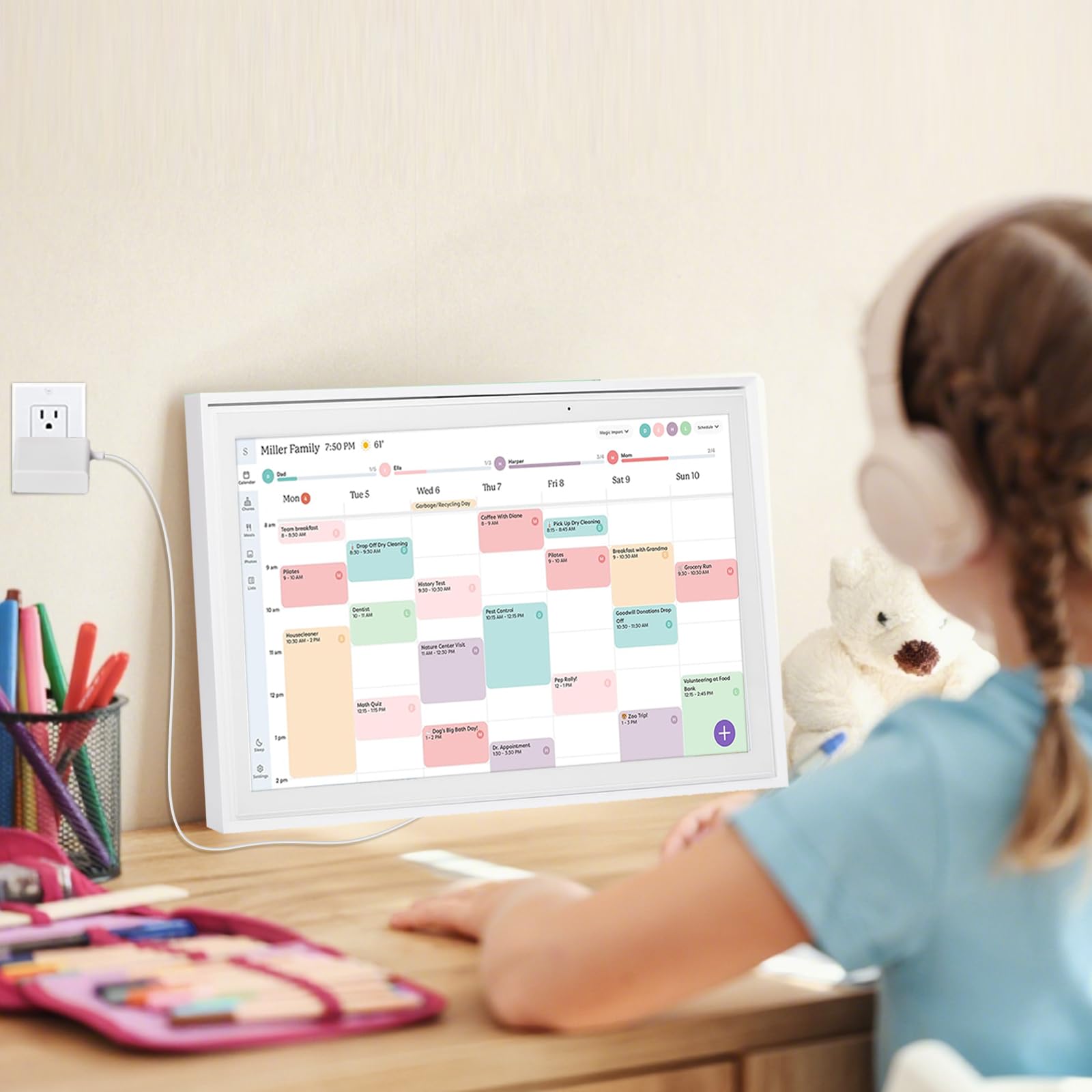 Mrgru Cargador de repuesto para calendario Skylight 860004165262 compatible con Skylight planificador de pared de 15 pulgadas, calendario digital y adaptador de fuente de alimentación de tabla de