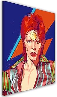 Feeby. Quadro - 1 Parte - 50x70 cm, Pannello Singolo Quadri su Tela Stampa Artistica, David Bowie 1 - Nikita Abakumov, CANTANTE, Rosso