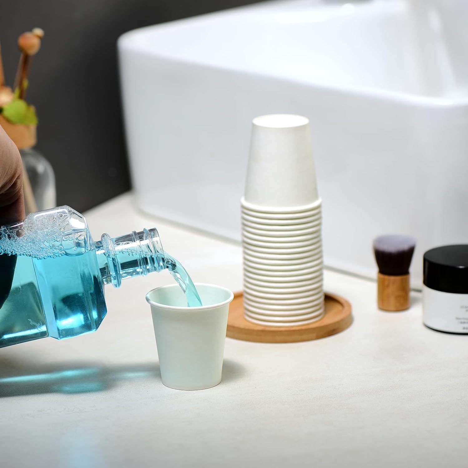  Disposable Paper Coffee Cups 3 oz 100 Count, Bathroom Mouthwash Cups, Leak-Proof Small Paper Cups for Bathroom & Espresso thumbnail