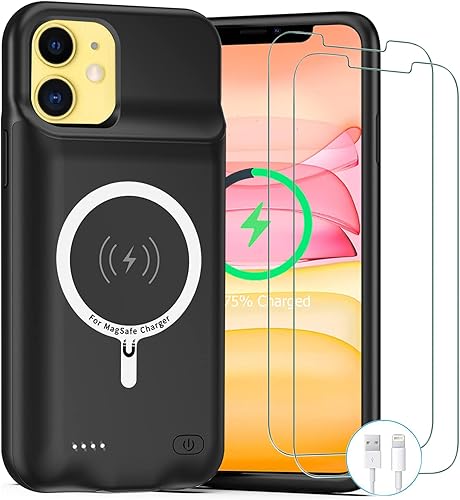 Funda de batería para iPhone 11, funda de carga portátil recargable de 10000 mAh mejorada con carga inalámbrica compatible con iPhone 11 (6.1