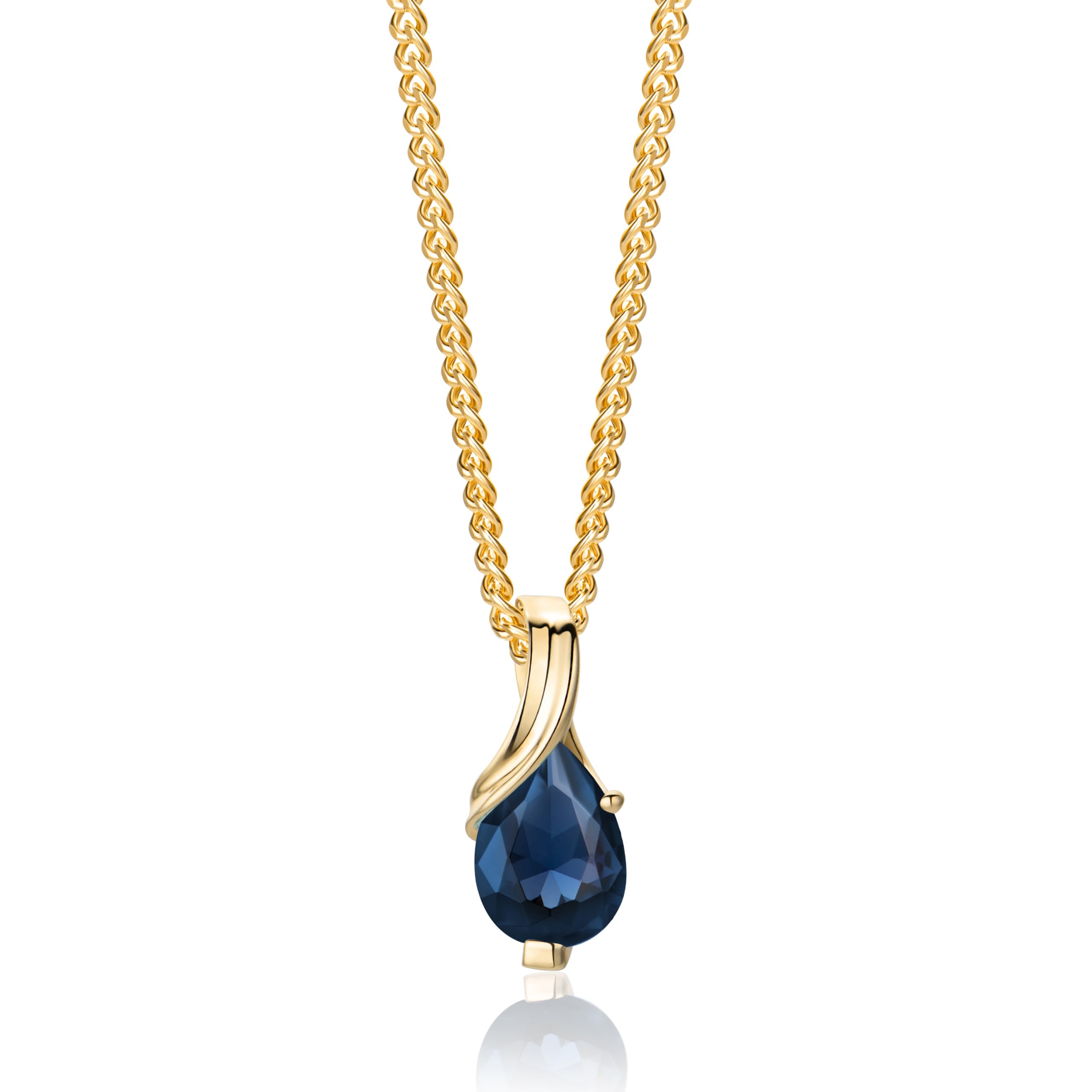 MIORE Collana Donna Oro Bianco/Oro Giallo 9KT 375, Goccia di Rubino/Zaffiro/Smeraldo/Topazio Blu/Ametista/Acquamarina, Catenina Oro/Argento Cm. 45 con Pendente, Ciondolo e Catena anallergici
