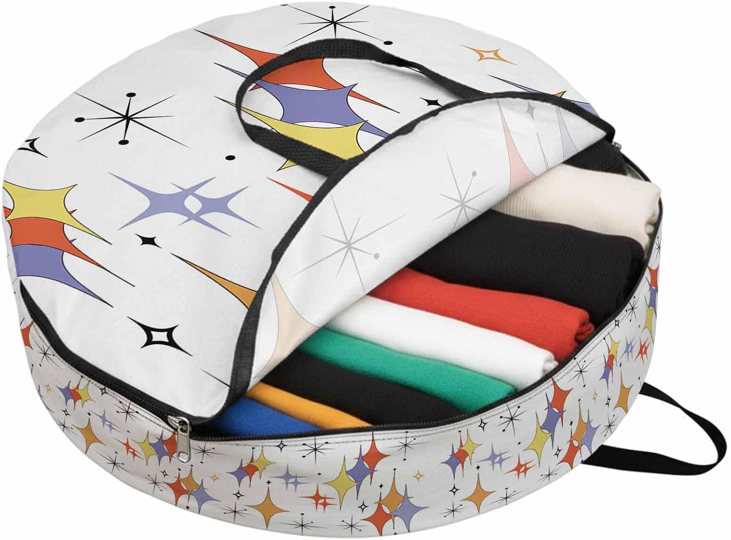 Storage Bag Purple Yellow Orange Diamond Round Storage Totes Bins Closet Organizers with Zippers & Handle Modern Geometric Mid Century Clothes Storage Container for Bedroom Space Saving