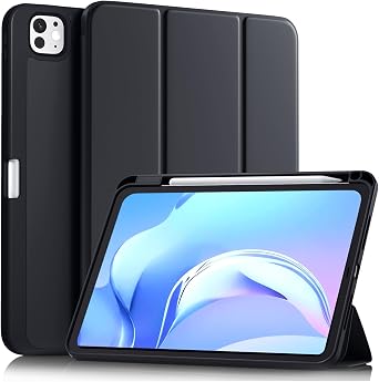 Akkerds for iPad Pro 11 Inch Case M5/M4 2025/2024 6th/5th Generation with Pencil Holder, for iPad Pro Case 11 Inch with Trifold Stand Protective Cover/Soft TPU Back, Auto Wake/Sleep, Black