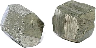 2 Pyrite Cubic Crystal Specimens 1/2 x 1/2 x 1/2 & 3/5 x 3/5 x 2/5 Inch PS3/2624