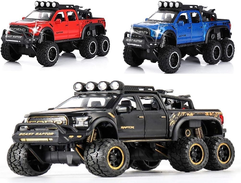 Kiddie Galaxia® Big Size Ford Raptor F150 Model Car 1:28 Scale Exclusive Alloy Metal Pull Back Die-cast Car Metal Pullback Toy car Openable Doors & Light Music Birthday Gift 【Colors as Per Stock】 - Image 2 thumbnail