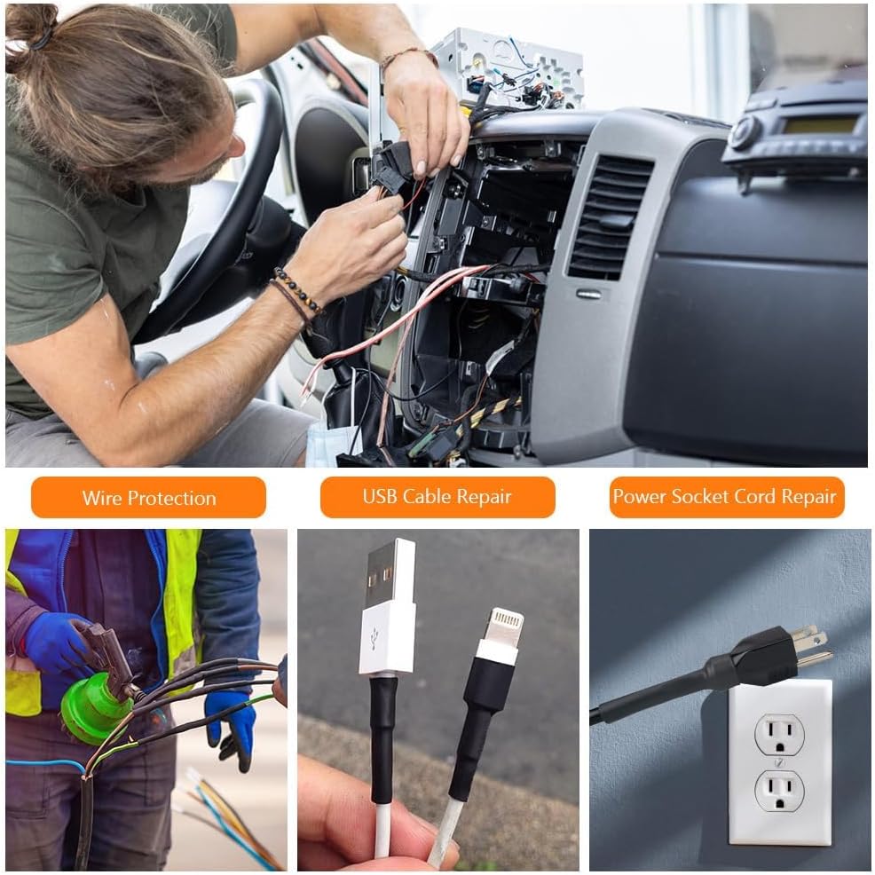 熱収縮チューブ、3:1 ブラック熱収縮チューブ、直径15.4mm *1.5m 収縮チューブケーブルスリーブ、防水熱収縮チューブ ケー