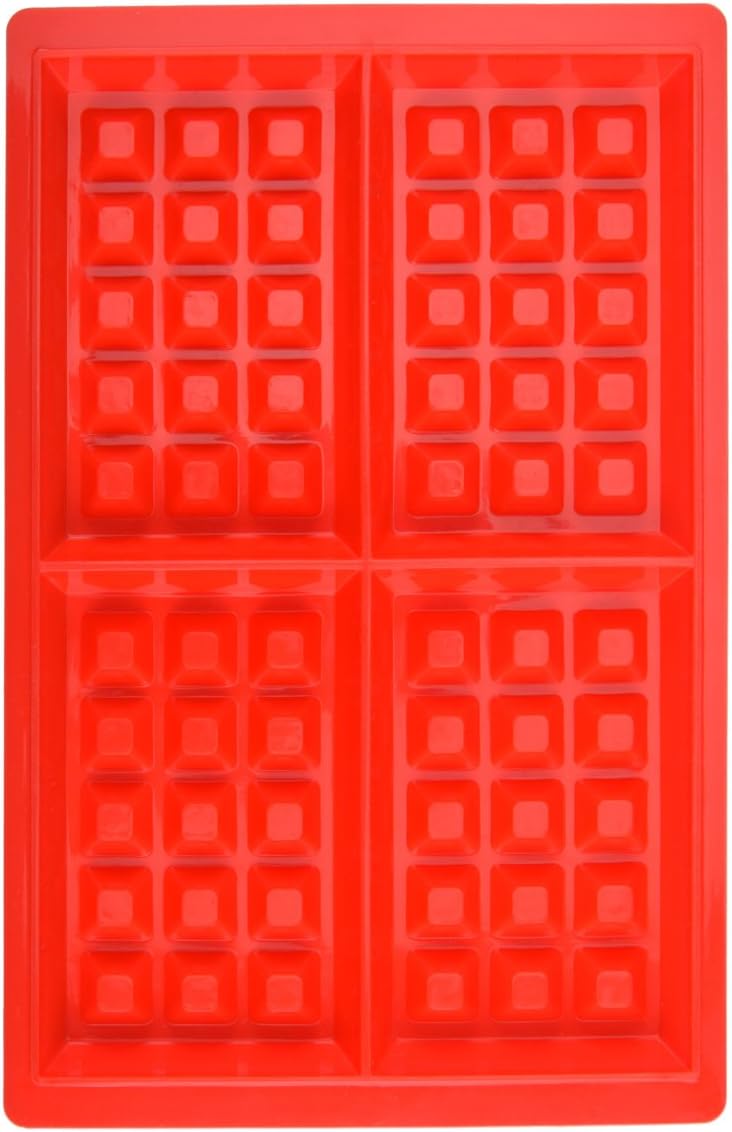 HOYATO Mini 4 Cavity Silicone Waffle Mold Maker/Pan Red Set of 1 for Cake Chocolate Craft Candy Soap Baking BPA Free