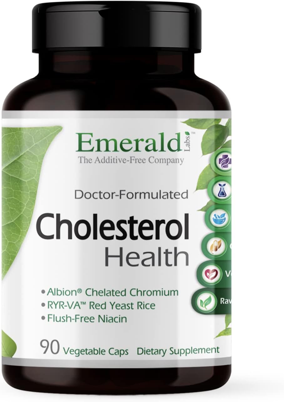 Cholesterol Health - Featuring CoQ10, Flush-Free Niacin, RYR-VA, and Garlic for Heart and Circulatory Support - 90 Vegetable Capsules