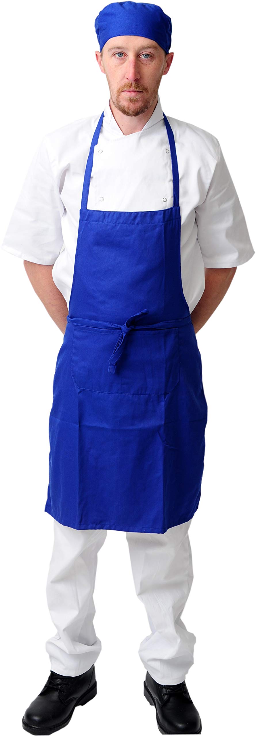 Black Pepper Polycotton Halter Neck Bib Apron-No Pocket for Chefs, Waiters, Restaurants, Royal Blue, Pack of 1