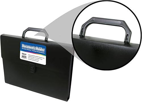Miniatura 7 de BAZIC - Carpeta de archivos de plástico con asa, tamaño carta, color negro, organizador portátil de documentos de papel, suministros de oficina, 1