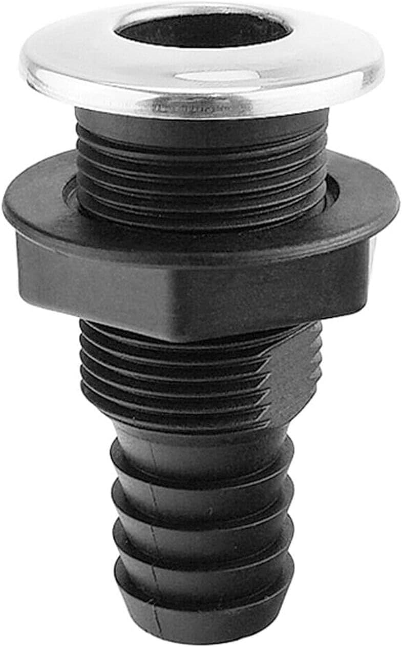 Boat Stainless Steel Trim Cover 3/4 Inch Straight Hose Pipe Elbow Bilge Pump Drain Thru Hull Fitting, Black