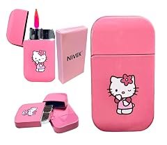 NIVEK Kitty Lighter Pink Flame KT Cat Dress Pink Top Torch Pocket Size Glitter Y2K Refillable Kawaii Windproof
