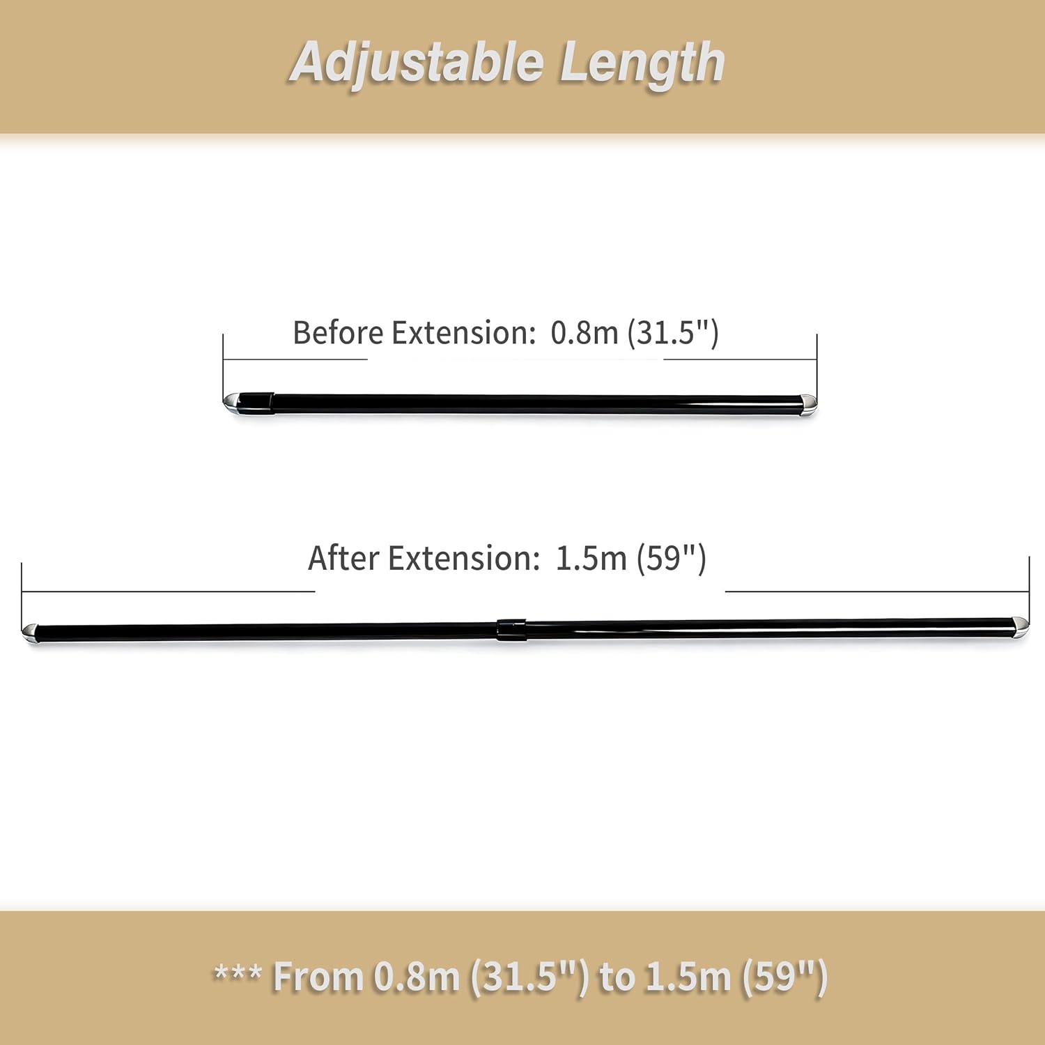 2-Pack Retractable Ceiling Track for Curtains, 2.95-4.92ft Each Mounted Ceiling Curtain Track, Telescoping Sliding Room Divider Curtain Rod with Hooks for Living room, Bedroom, Shower, RV, Black