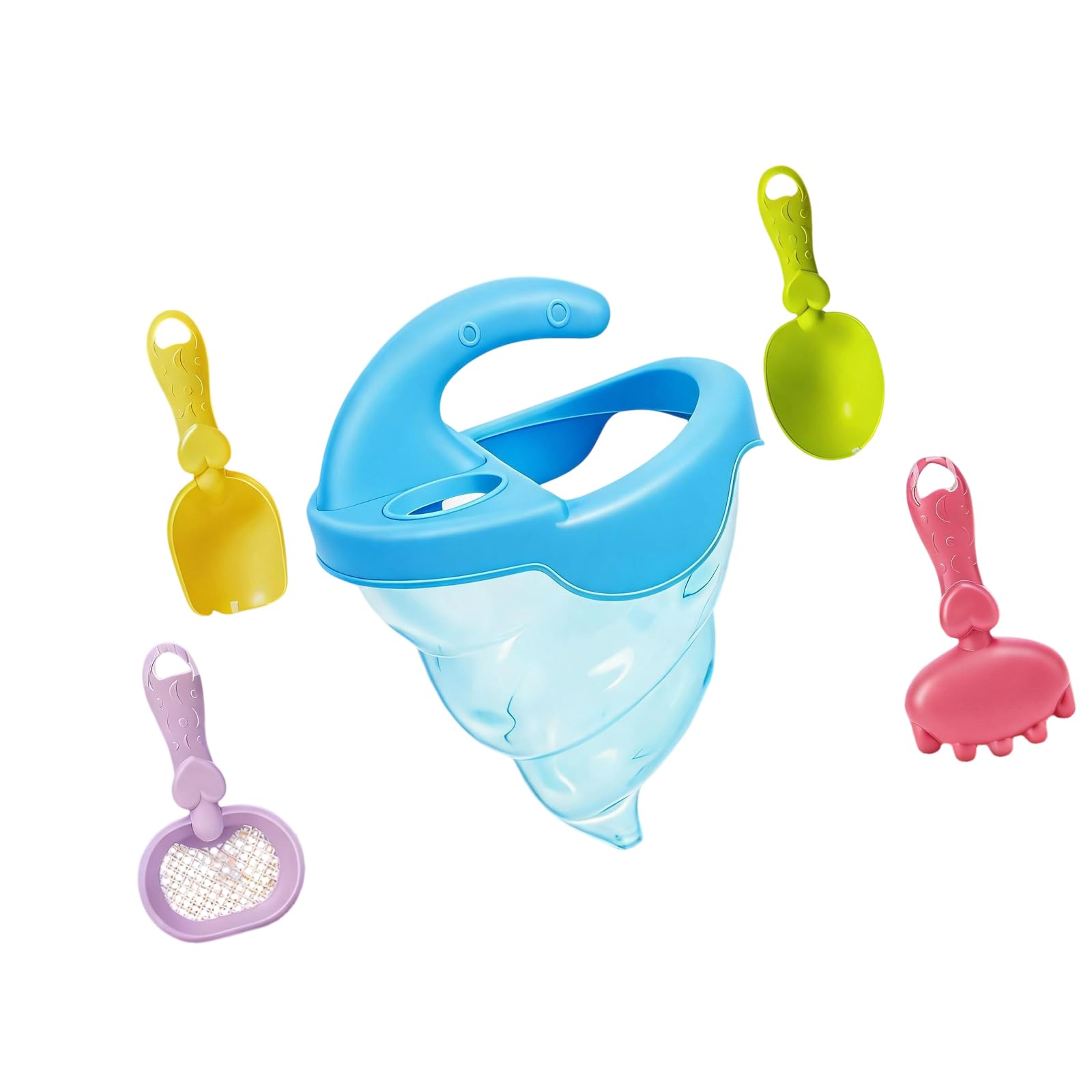 Myralux Kids Beach Sand Spilling Funnel Toy Set, 5Pcs Sandcastle Builder Kit with Shovel & Spoon, Portable Outdoor Sandbox Water Toys For, Beach & Pool Parties