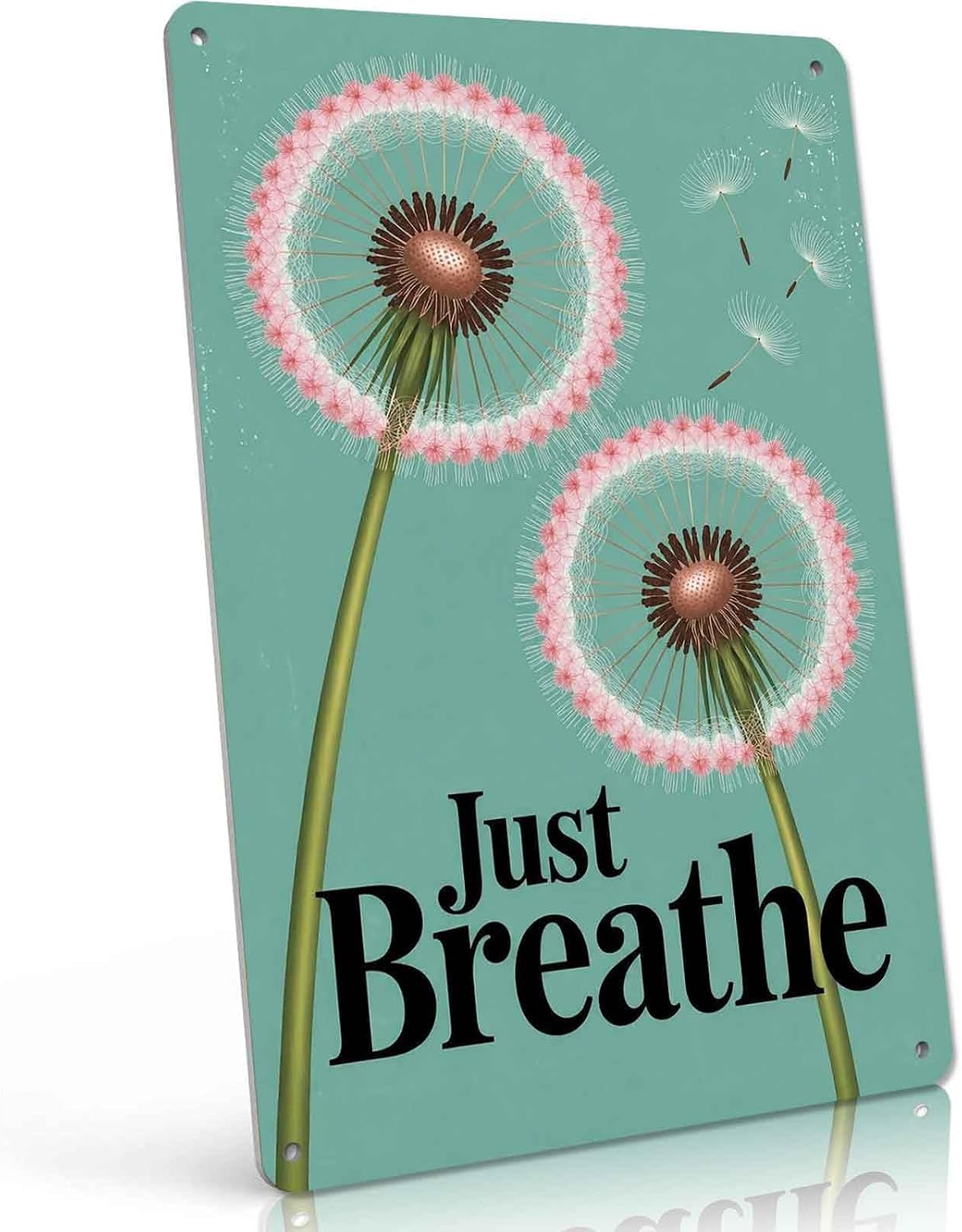 Vintage Metal Signs Just Breathe Dandelion Wall Decor 8x12 Inch
