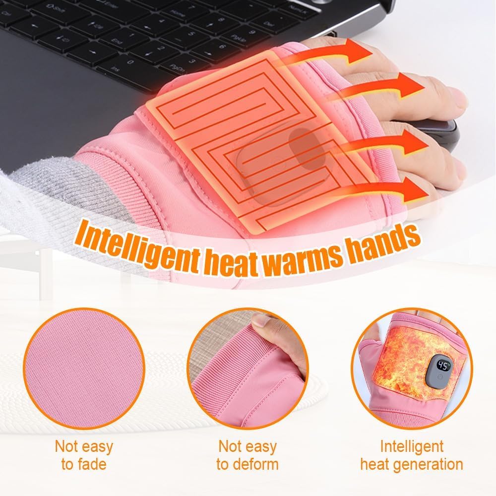 Guantes Calefactables USB Mujer 2026 - Recargables sin Dedos con Control Térmico Inteligente, Ideales para Exteriores, Ciclismo y Nieve
