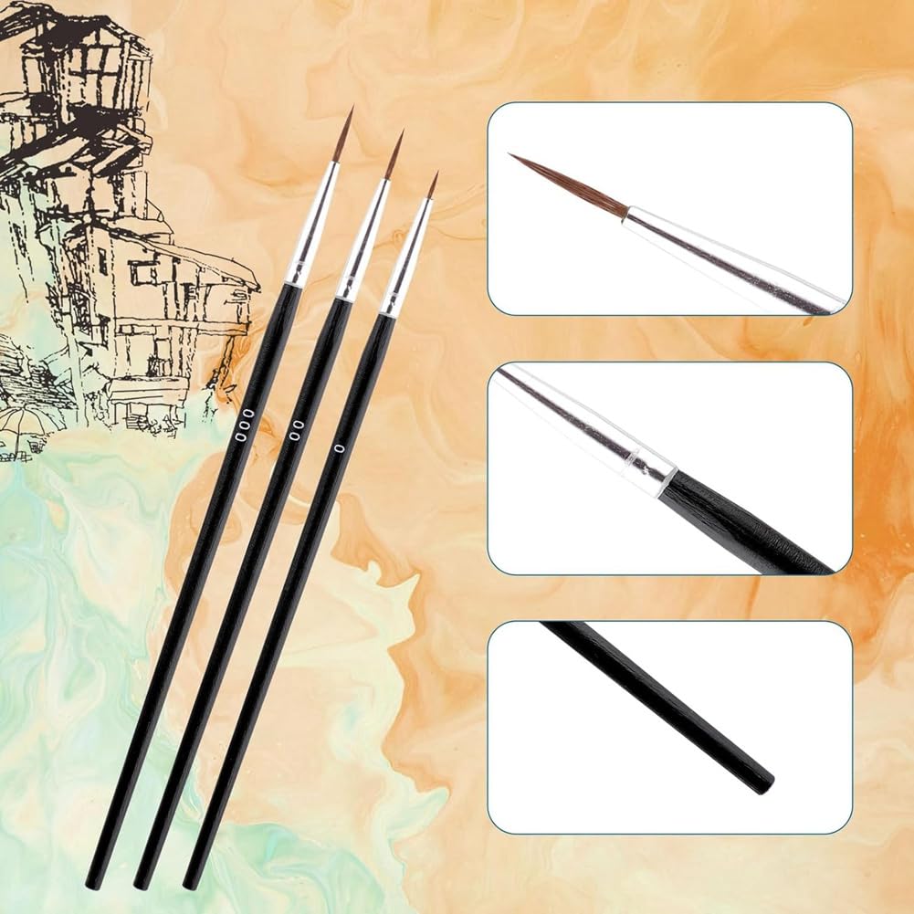 Lot De 60 Pinceaux De Détail – 3 Tailles 0, 00, 000 – Miniature, Nail Art, Maquette