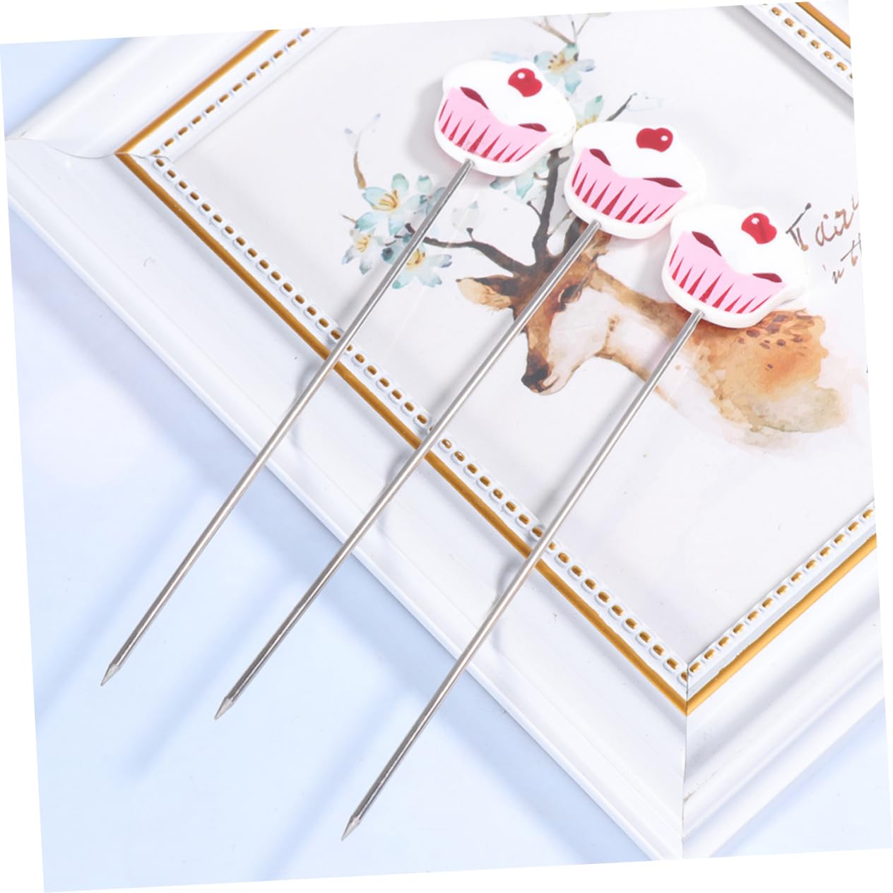 ABOOFAN 4pcs Cake Baking Test Needles Stainless Steel Biscuit Stirring Pins Cooking Tool for Cake Bread Muffin Cupcake Readiness