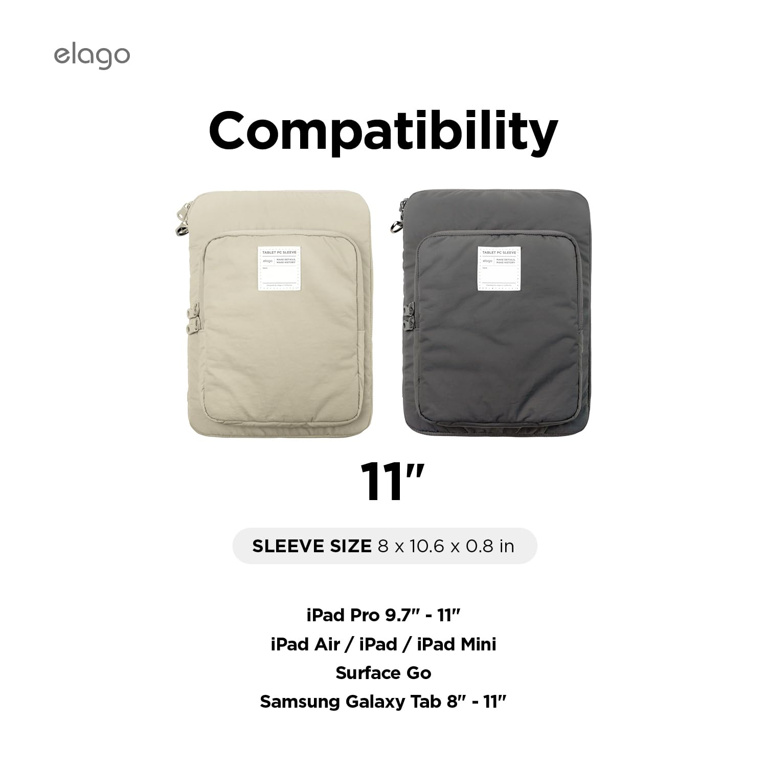 elago Tablet Sleeve Case Kompatibel mit iPad Air 5th 11 Zoll 2022, iPad Pro 11 Zoll 3/2/1 2021-2018, iPad 9/8/7 10.2, iPad Air, wasserdichte Oberfläche Tasche (Stein)