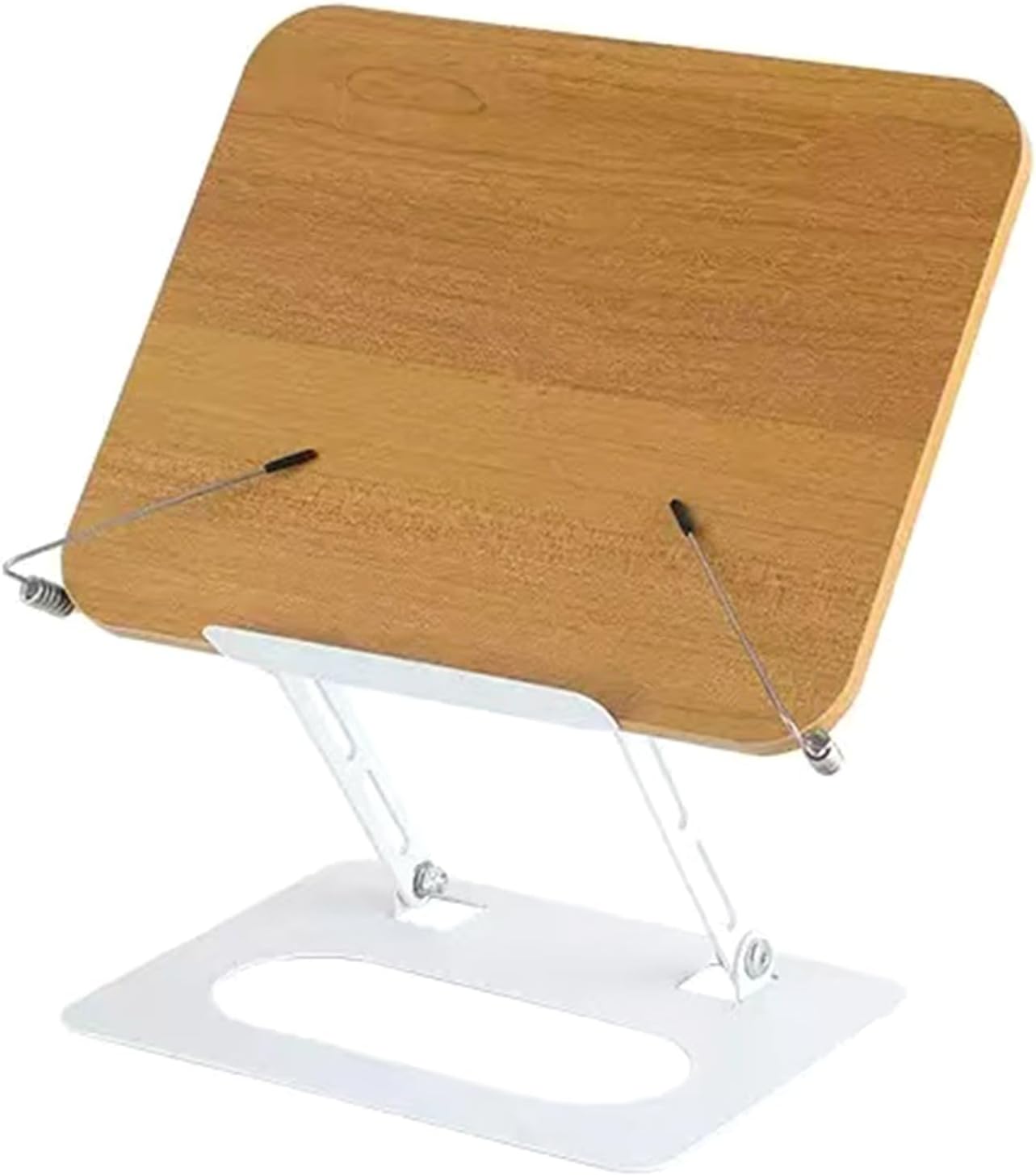 Book Stand for Reading, Foldable Book Holder for Desk Hands Free, Display Stand for Office, Kitchen, Cookbooks, Textbook, Recipe, Magazines, Tablets and Laptops (Yellow Wood)