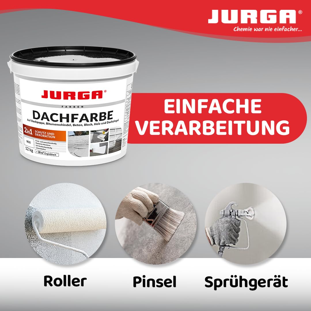 JURGA Dachfarbe 12 Kg Weiß 2 in 1 Deko & Schutz UV- und Witterungsbeständig