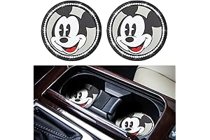 Mickey Mouse Coasters for Car Cup Holders - Anti-Slip Black Silicone Car Interior Accessories