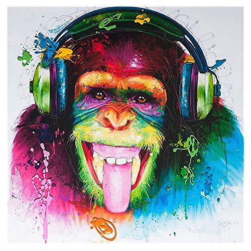 ZHOUBA Cartoon Multi-color Orangutan Painting Canvas Wall Art Craft Hanging Home Decor