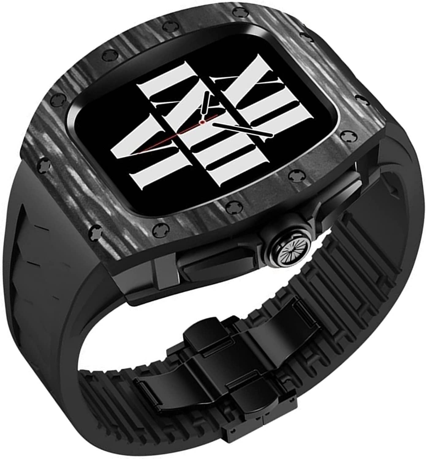 Boîtier carbone Apple Watch 45mm avec bracelet titane luxe - 8