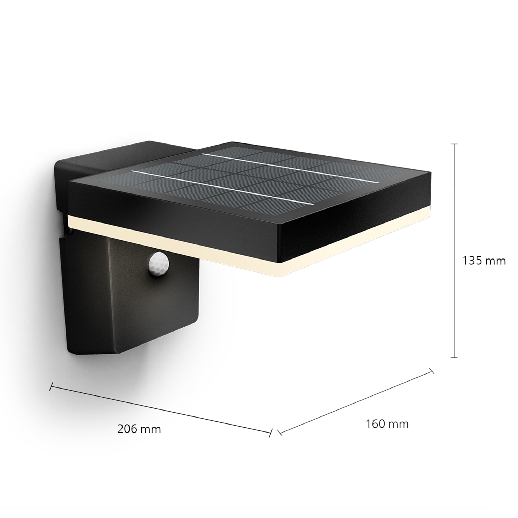 Philips Lighting Zonal UltraEfficient Outdoor Solar wall Light, Square, 1.3W, 3000K, Black, Motion Sensor, IP44 Weatherproof - Image 3