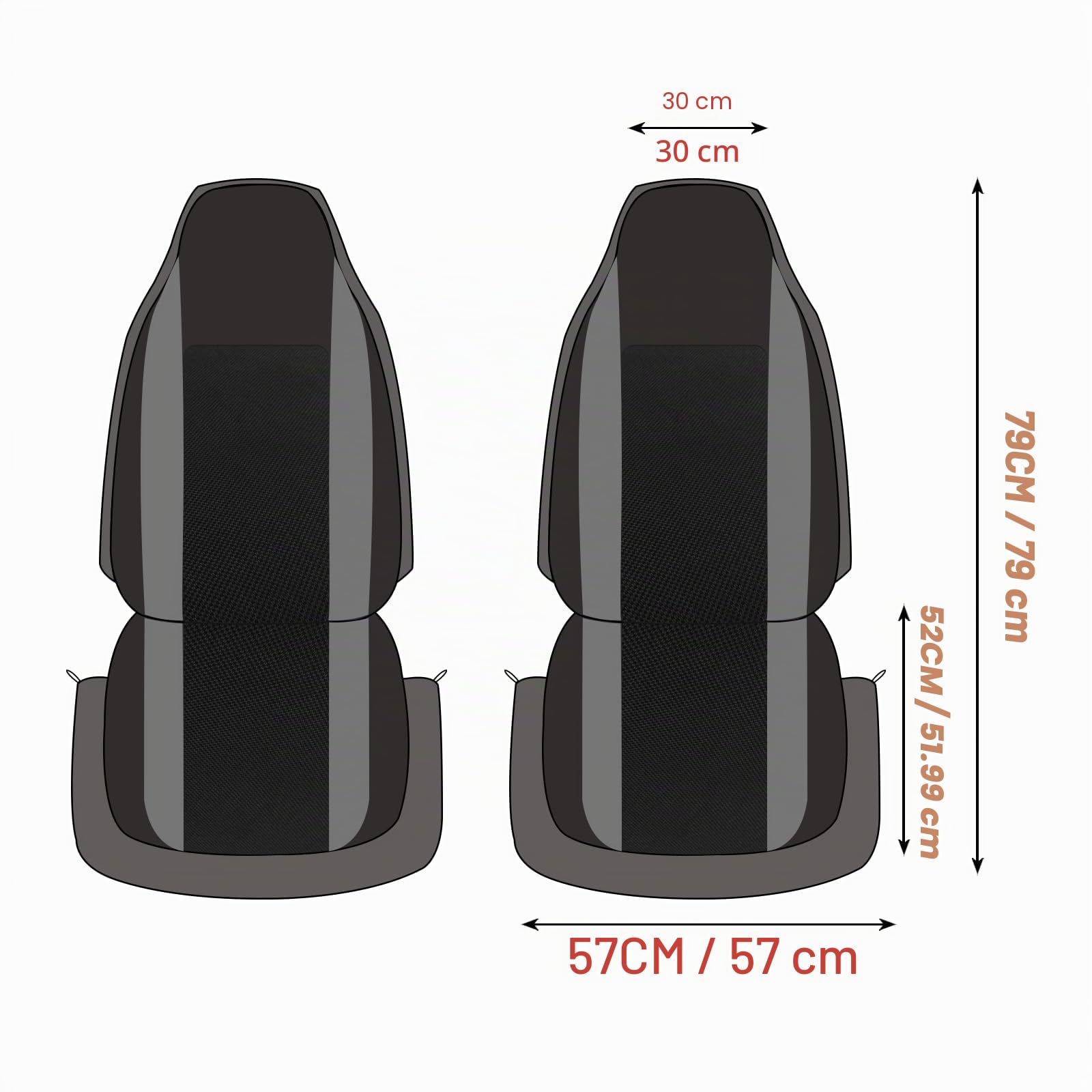 AUTOYOUTH Housses de Siège de Voiture Avant Universelles, Housse Voiture Duster Confort, Tuning Voiture Interieur –Gris