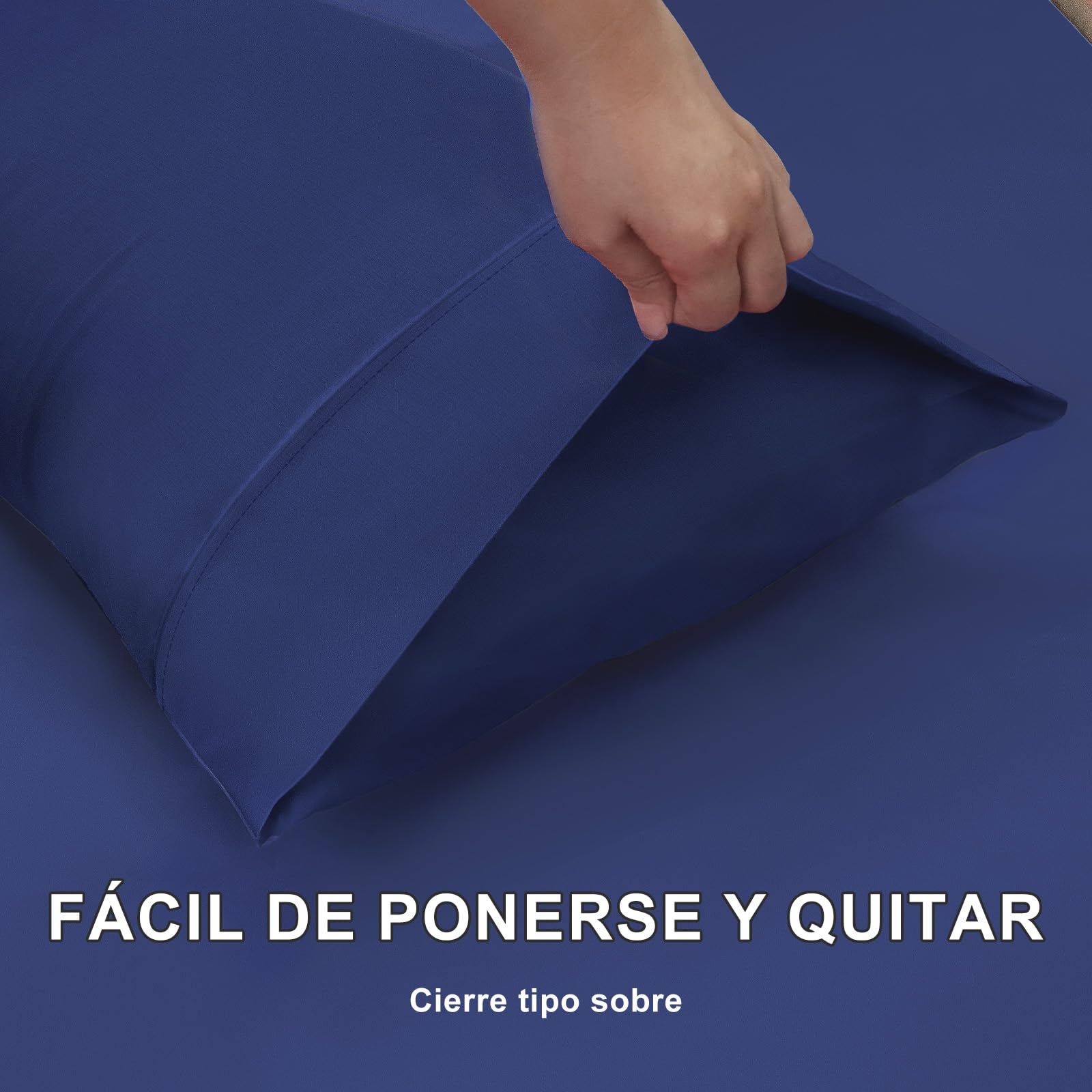 Lirex 2 Fundas de Almohada 40 x 60 cm, 100% Algodón Satén, Transpirable y Suave para un Descanso de Calidad, Certificado Oeko-Tex, con Cierre de sobre, Azul Marino