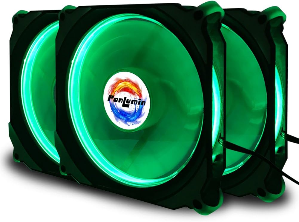 PC case Fan, PanLumin led lighting 120mm superior cooling performance fan for computer case, quiet edition compatible with 3pin/4pin 3 Pack