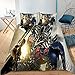 Juego de cama doble, funda de edredón de microfibra para niña, traje de tres piezas, 3D Transformers Saga Cama,1 funda de edredón doble de 200 x 200 cm, 2 fundas de almohada de 50 x 75 cm
