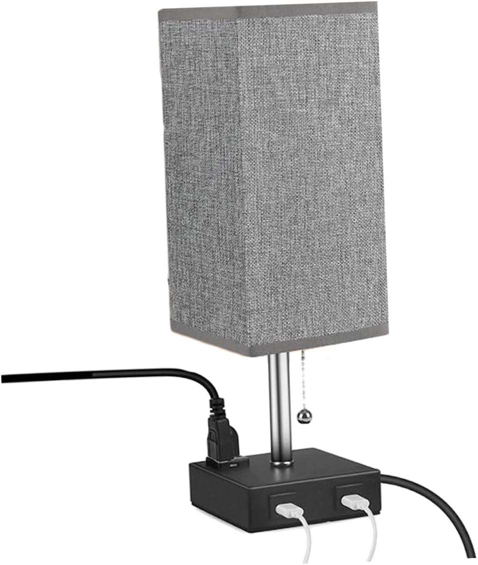 ARTIBETTER 1pc Square Bedside Night Light Fabric Shade Rechargeable USB Charging Dimmable Lamp for Living Office