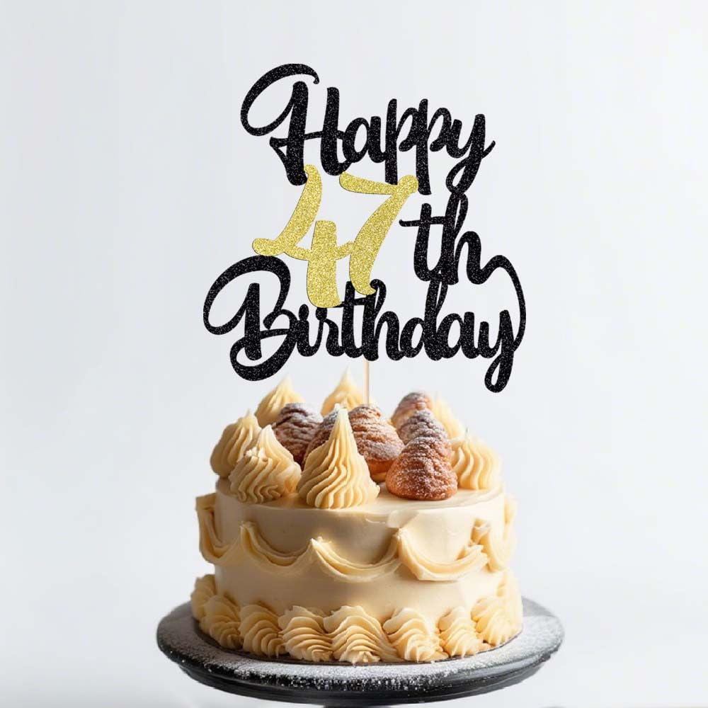 Klionjor 47th Birthday Cake Topper, Unique Design Cake Decoration for 47th Birthday Party Material, 1 Piece 4