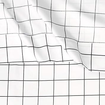 Amazon Basics Soft Microfiber 4-Piece Bed Sheet Set with Elastic Side Pockets for Storage, Full, Black Grid, Geometric