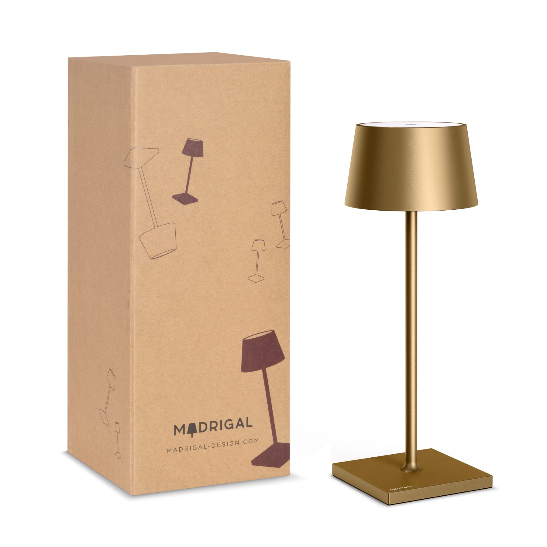 Stilosa Tischlampe Kabellos - Led Tischleuchte - Akku Kabellose Dimmbar Lampe mit Touch - Table Lamp Aufladbar Usb C - Akku-tischleuchte Outdoor - Dunkles Gold