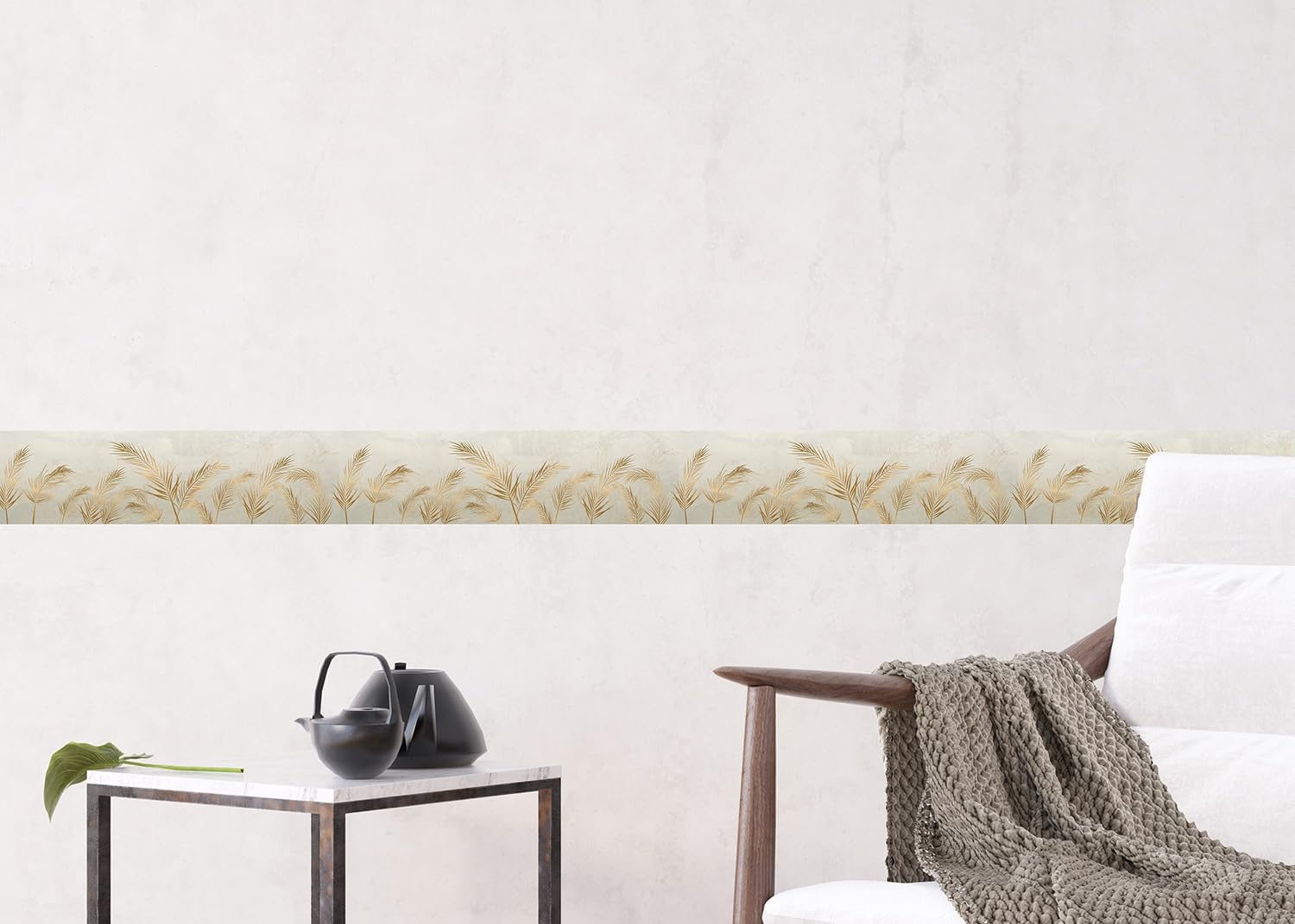 AG Design AWB 8292 Self-Adhesive Border Golden Leaves Self-Adhesive Decoration for Walls, Furniture, Wallpaper, Wall Coverings and Doors, Film, Multicoloured, Width 500 cm x Height 14 cm
