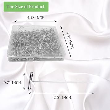 200Pcs T Pins, 2 inch Sewing Pins, Stainless Steel Wig Pin for Wigs, T-pins for Foam Head, Long Straight Pin for Sewing, Craft, Quilting and Blocking Knitting, Office, Decoration by Sunenlyst