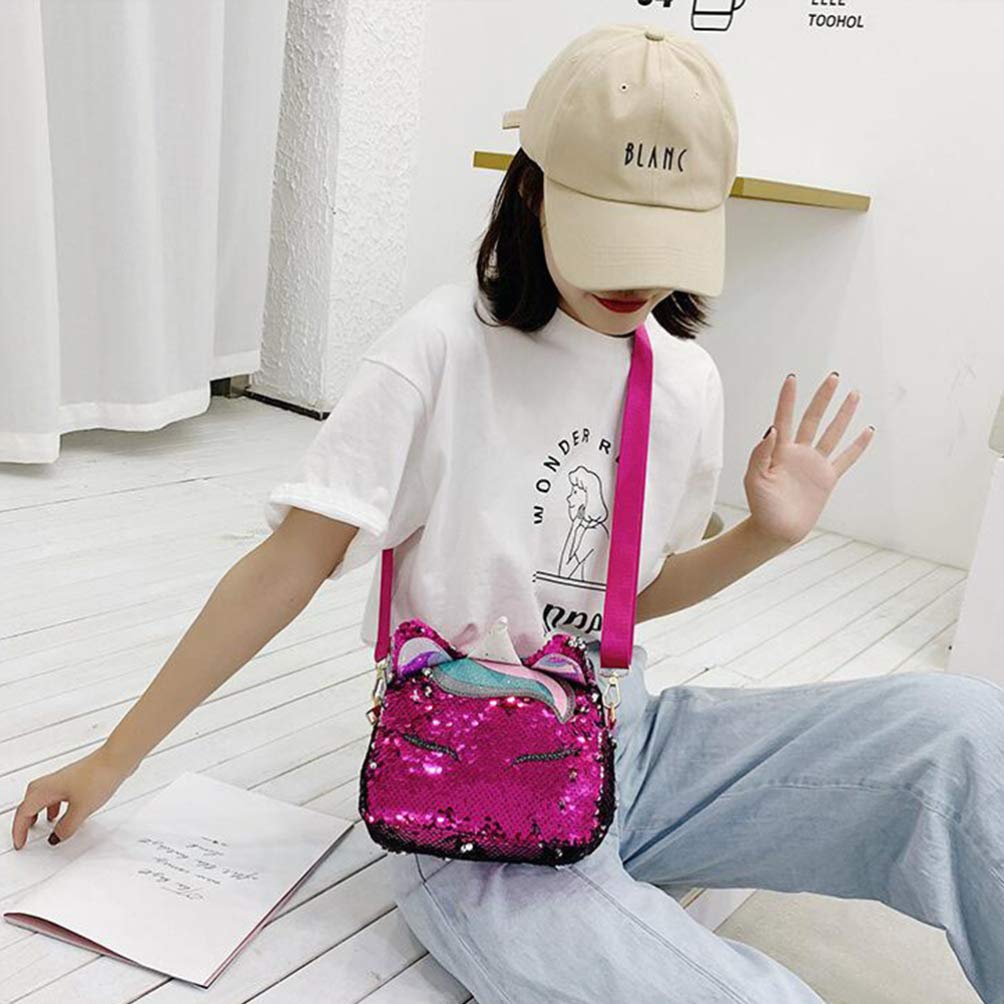 VALICLUD Frauen Mädchen Einhorn Pailletten Tasche Glitzer Crossbody Geldbörse Umhängetasche für Kinder Kleine Mädchen