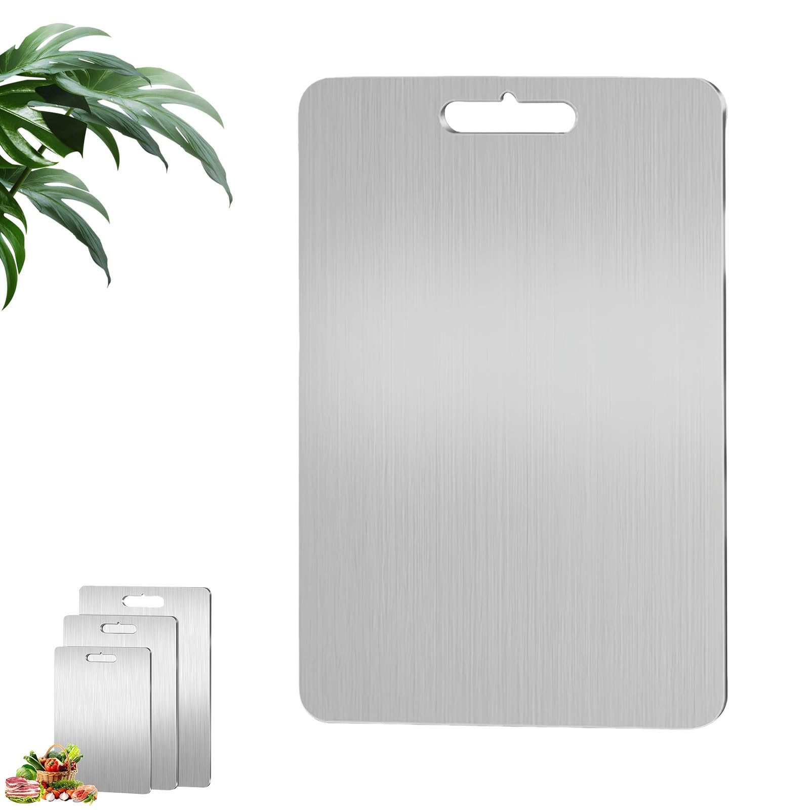 Titan Schneidebrett, 1.0/1.5mm Dick Titanium Cutting Board, Doppelseitiges Küchenbrett, Leicht zu Reinigen, Eine Seite für Rohe, Eine Seite für Gegarte Lebensmittel