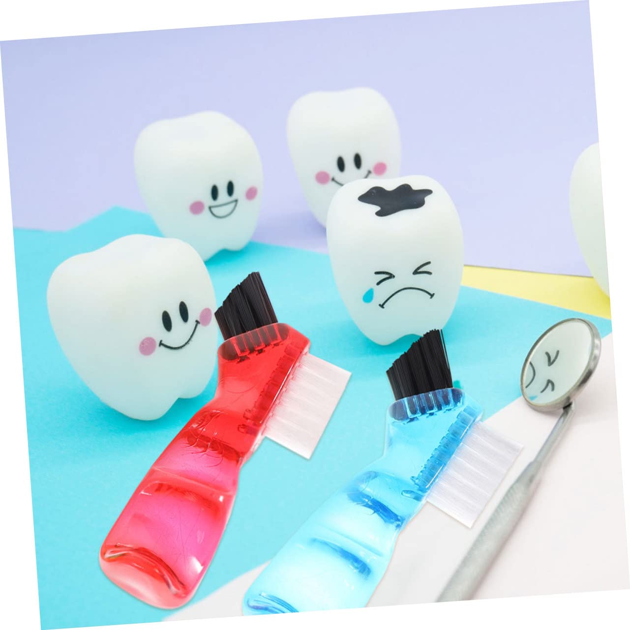 POPETPOP Set 3pezzi Spazzole Pulizia Protesi Dentaria Mini Portatili Multi-funzionali Superficie Liscia per Igiene Orale Domestica