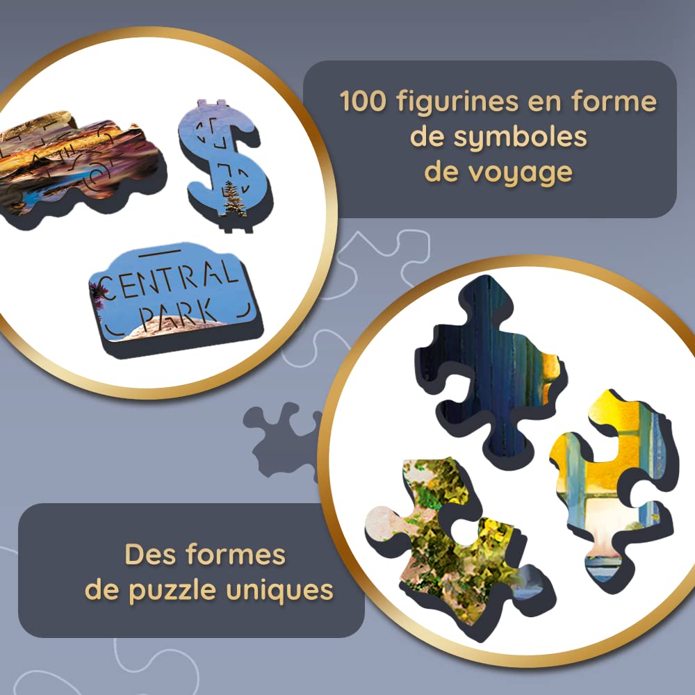 Trefl - Puzzle en Bois, Ballons Colorés - 1000 Pièces, Artisanat en Bois, Formes Irrégulières, 100 Figures De Monuments Et Symboles Américains, Puzzle Moderne De Qualité Supérieure, Bricolage