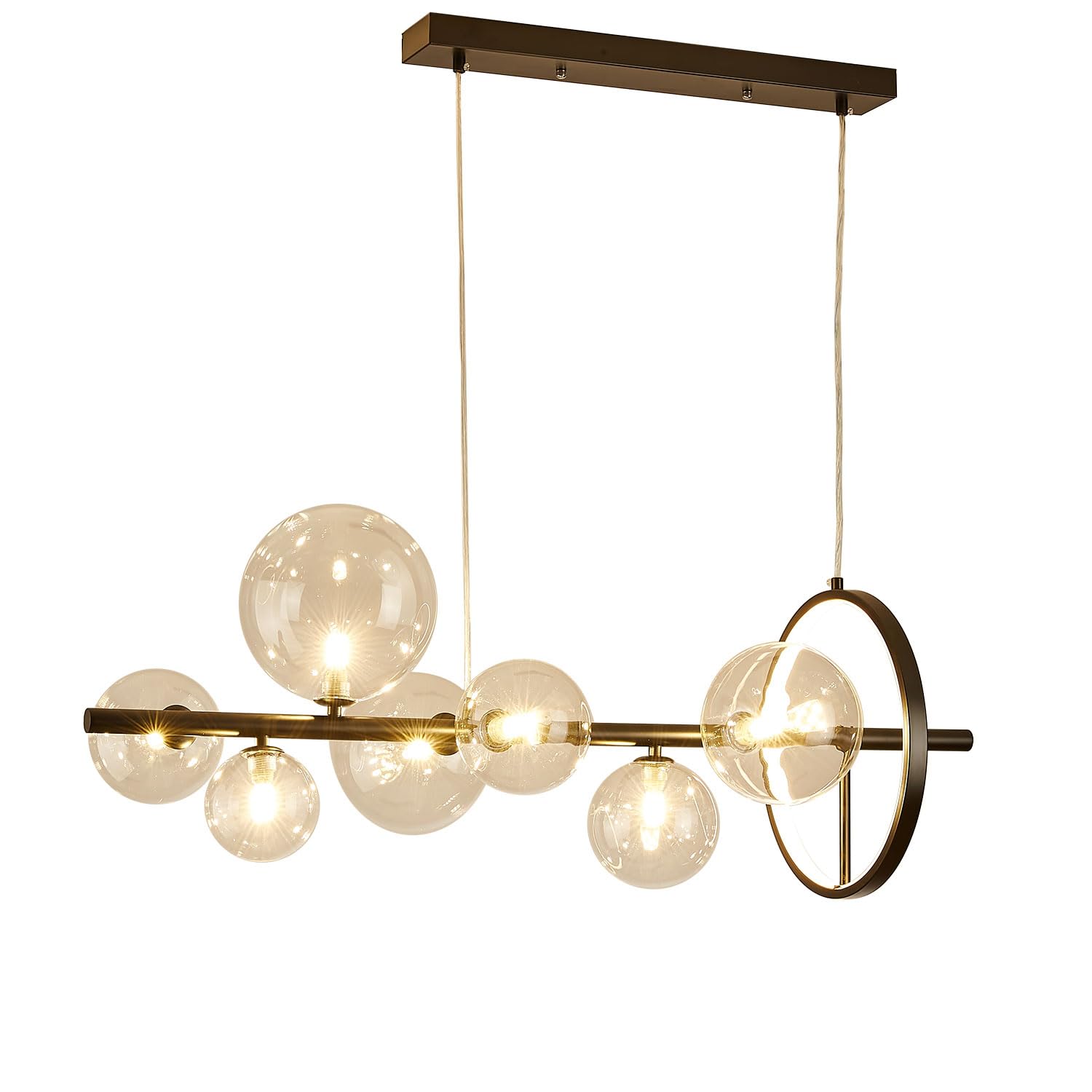 REIUYTHO Nordic Black LED Chandelier Light Glass Bubble Lampshade Dining Room Cloth Store Hanging Chandelier Lighting G9 Bulb (Color : 90x30cm)