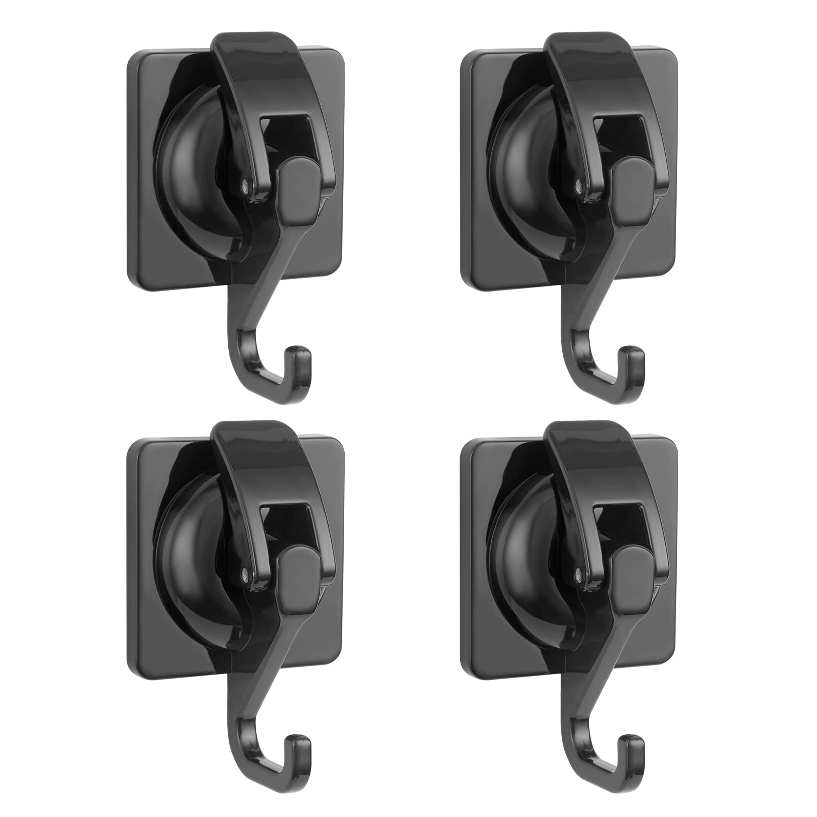 Khdrvok Suction Cup Black Wreath Hanger ，4Pack, Heavy Duty Window Waterproof Vacuum Shower Hooks for Bathroom, Towel, Shower Wall, Tile, Glass, Door, Camper