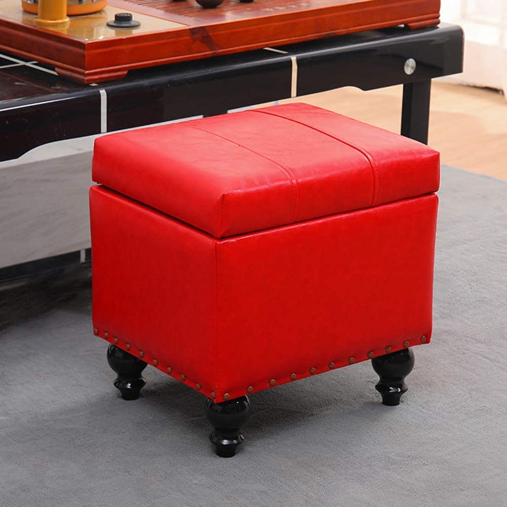 Boîte de rangement en bois massif pouf gain de place entrée