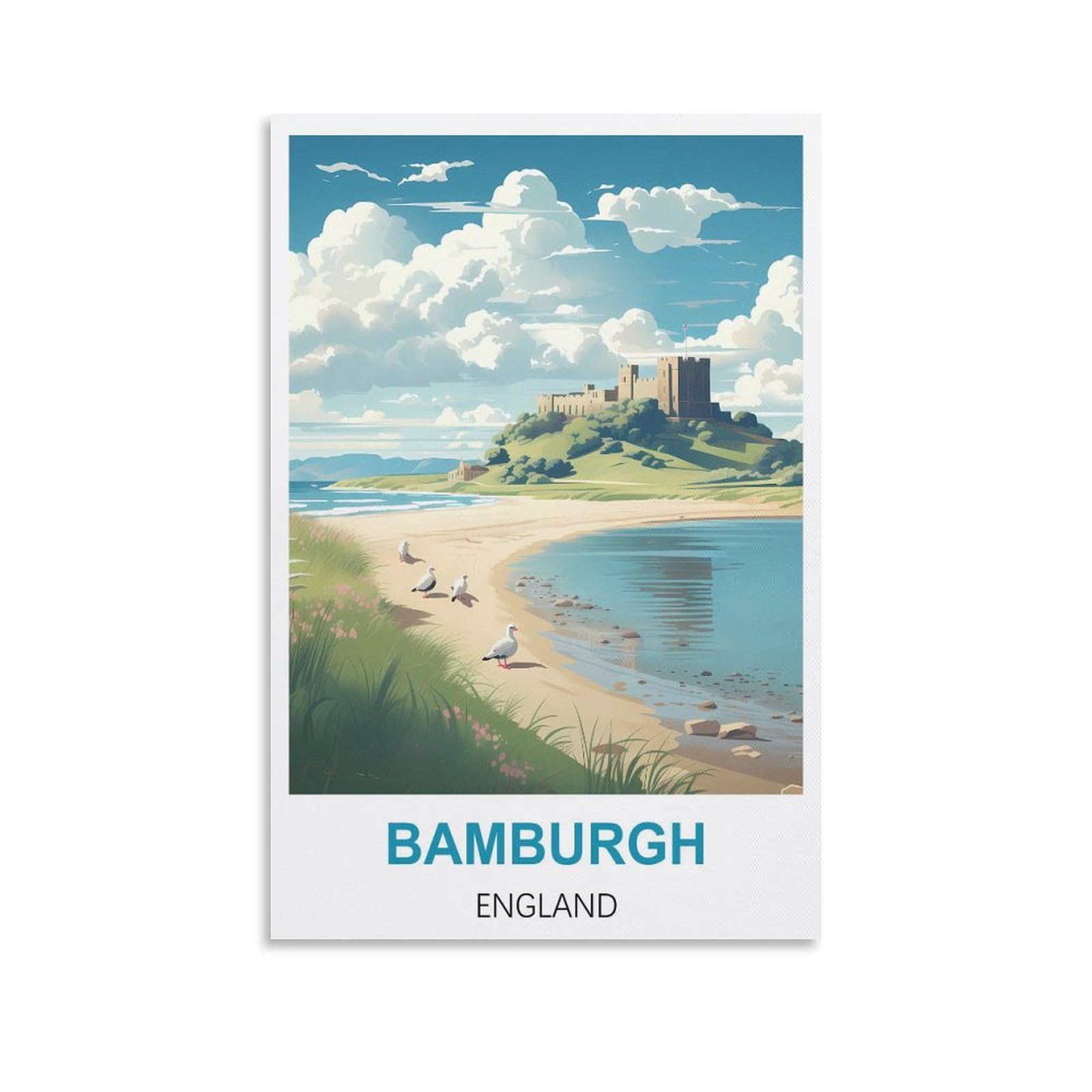 Metal Tin Sign,Bamburgh England,Vintage Bar Club Cave Home Kitchen Rustic Wall Art Decor Funny Sign 15x30cm