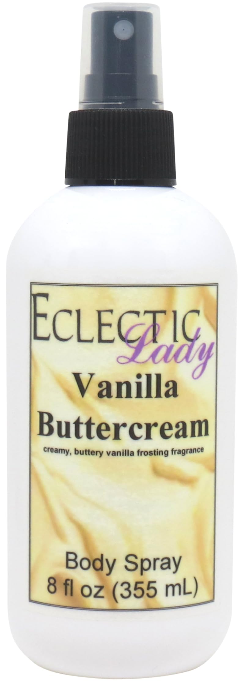 Eclectic Lady Vanilla Buttercream Body Spray, 16 ounces, Body Mist for Women with Clean, Light & Gentle Fragrance, Cologne with Soft, Subtle Aroma For