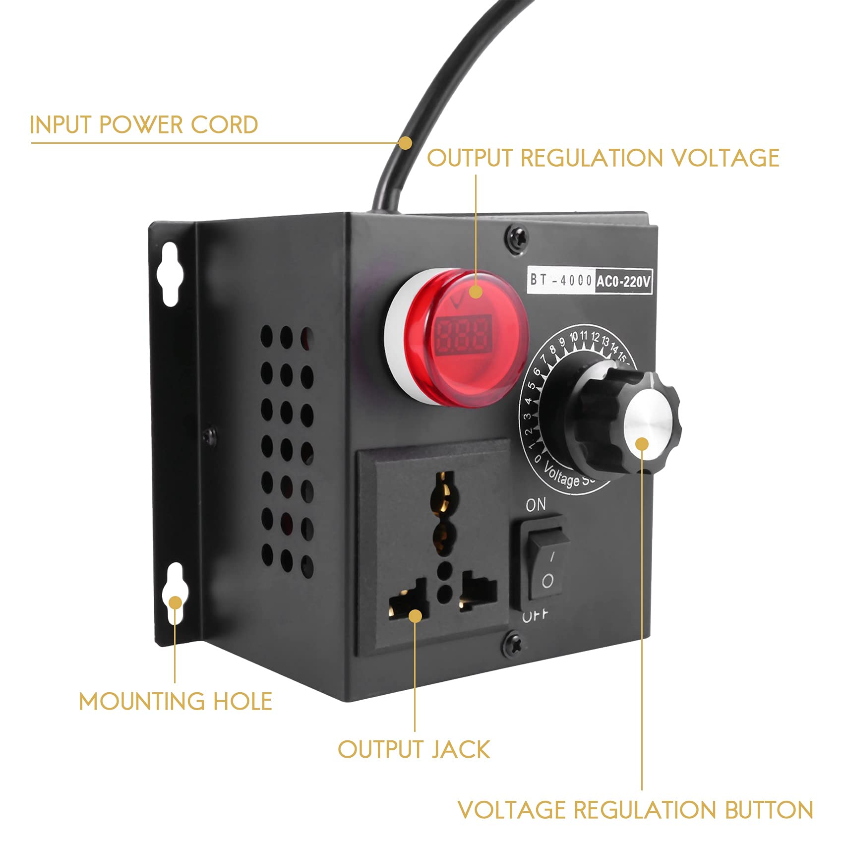 Produktbild von Elektronischer Drehzahlregler 220–240 V AC, 4000 W, 10 A – Stufenlose Regelung Für Ventilatoren, Motoren, Lampen & Winkelschleifer