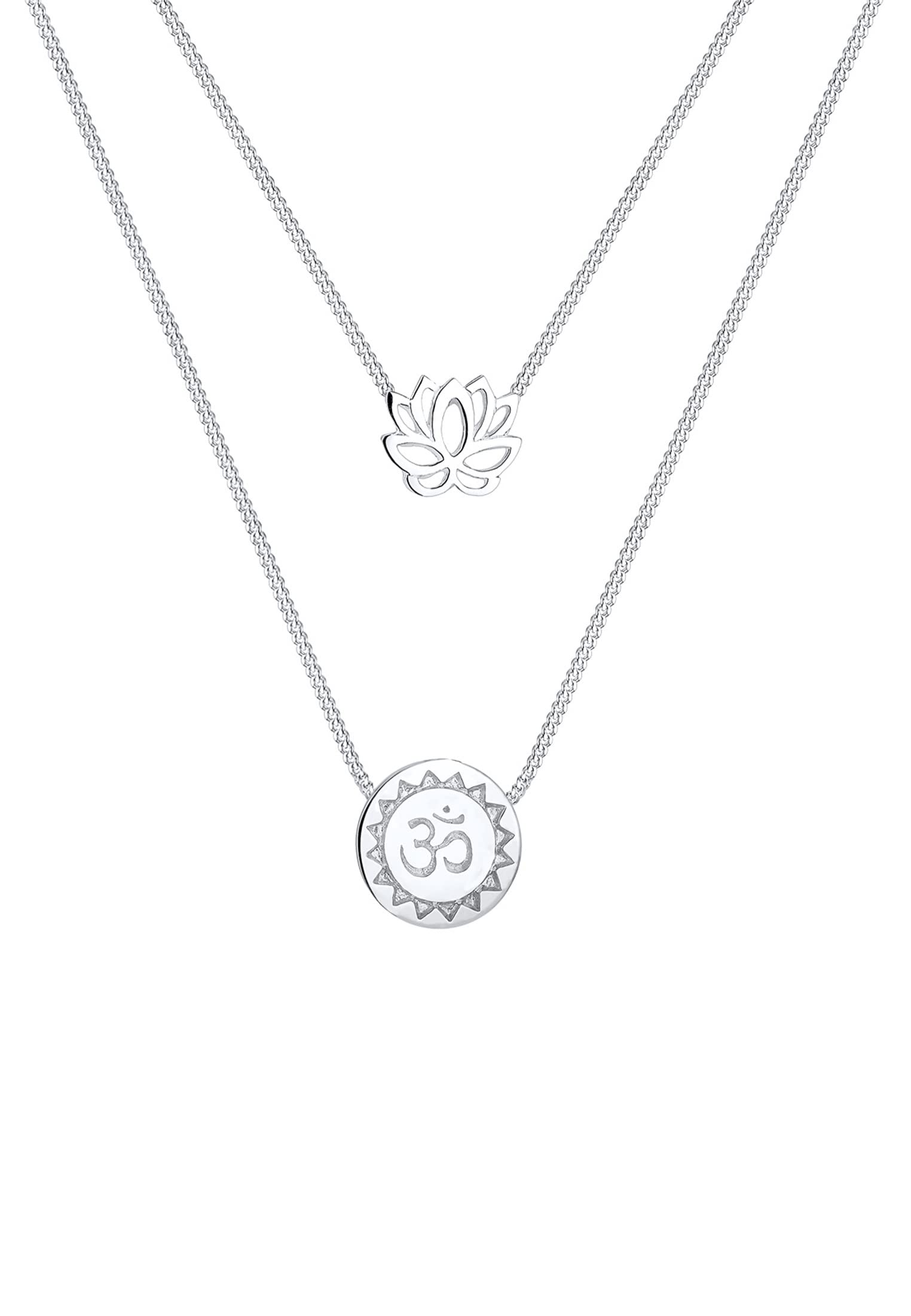 Elli Halskette Damen Lotusblume Om Mantra Symbol Layer-Look | 925 Sterling Silber